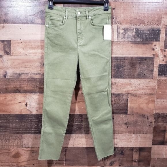 Free People army green raw hem high rise jeggings NWT woman's size 30 - Picture 4 of 8